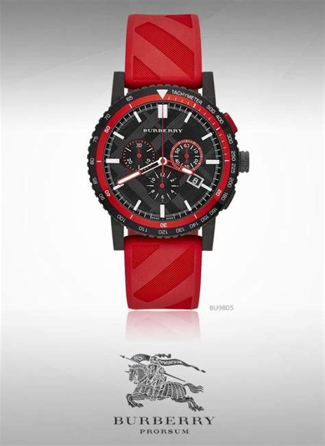 burberry black red mens chonograph|Burberry The City Chronograph Black Dial Red Rubber Men's.